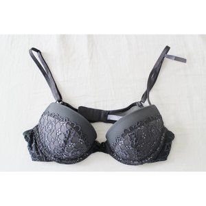 Aerie Dark Gray Lace Push Up Bra Size 32B